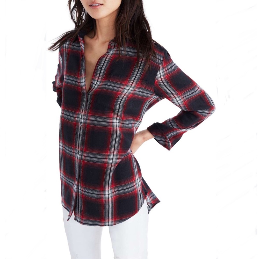 MADEWELL CLASSIC EX-BOYFRIEND GRUNGE PLAID SHIRT